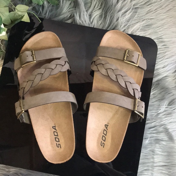 5🌟Review Braided Strap Buckle Taupe Womens Sandal - Picture 5 of 8